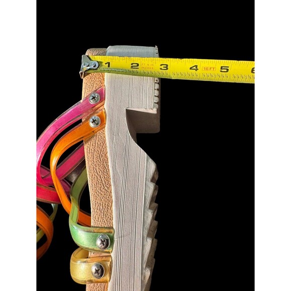 Vtg Y2K Coaster Chunky Heel Platform Sandals Size 8 Retro Strappy 2000s Rainbow - Picture 8 of 9